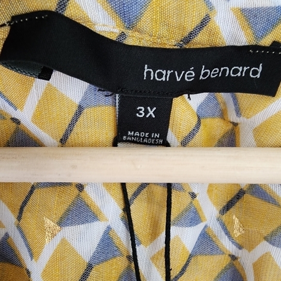 NWT Harve Benard Plus Soft Texture Yellow Gold Gray Blouse 3X - Picture 8 of 11